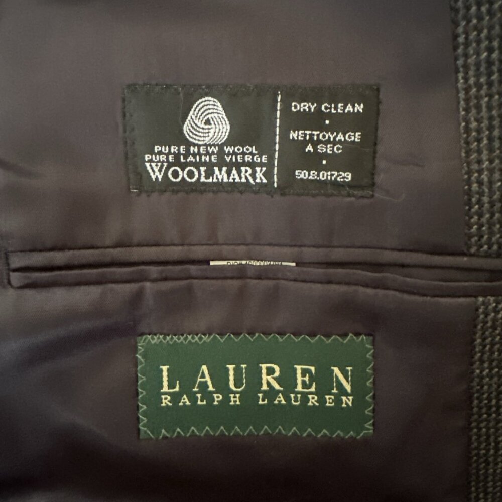 Ralph Lauren Men's Wool Tweed Sport Coat Jacket Sz 44L Herringbone Gray Blazer - Picture 9 of 11
